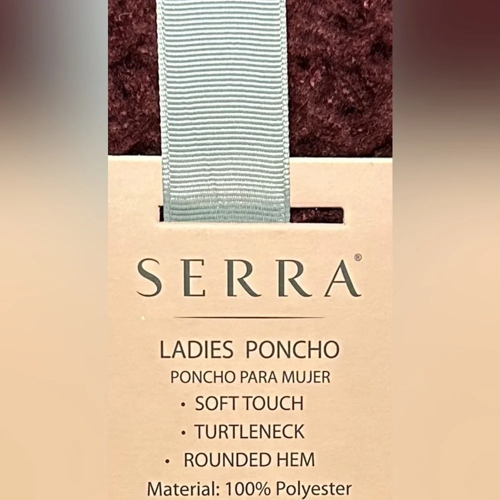 NWT SERRA LADIES PONCHO’S (2pack) Burgundy-soft & Plaid-fleece